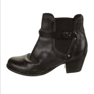 Rag & Bone Leather Mesh Accents Black Leather Chelsea Boots